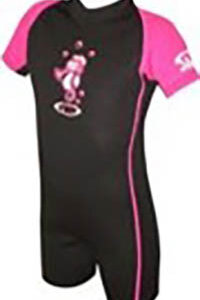 Kinder Neopren Anzug 2mm/ kurzärmlig / schwarz-rosa mit Seepferdchenmotiv