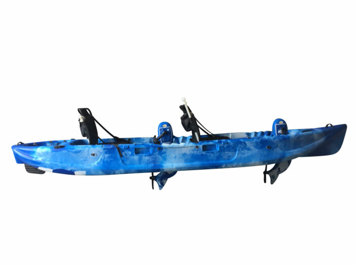 Wasser Bike Pedal Kajak 2 Sitzer Luxus Ausführung blau Seitenansicht