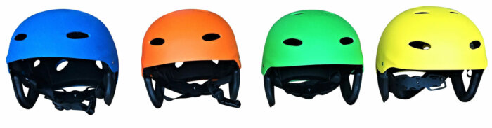 Wassersport Helme in vier Farben ( blau, orange, grün, gelb)